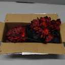 Artflower 10 Pack Artificial Silk Dahlia Bouquet with Long Stem, 16 Red Fake Flower Floral Arrangements Wedding Bridal Bouquet for Halloween Harvest Festival Table Centerpieces Home Decor