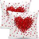 AEIOAE Valentines Pillow Covers 18x18 Inch Set of 2,Red Pink Love Heart Throw Pillows Case,Valentine's Day Mother's Day Anniversary Holiday Decor Cushion Covers Farmhouse Outdoor Decor for Sofa Bed