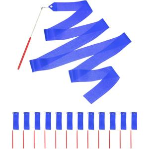 uxcell Dance Ribbon, Gymnastics Ribbon Twirling Ribbons for Birthday Party Streamers Decoration,Circus Carnival Ribbon with Sticks Wands (Sapphire Blue)