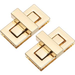 M METERXITY 2Pcs Purse Twist Lock (1.73 x 0.87 Inches, Light Gold)- Rectangular Purse Closure Twist Turn Lock Clasp Metal Clip Hardware Apply to DIY Handbag/Purse/Wallet/Leather Craft