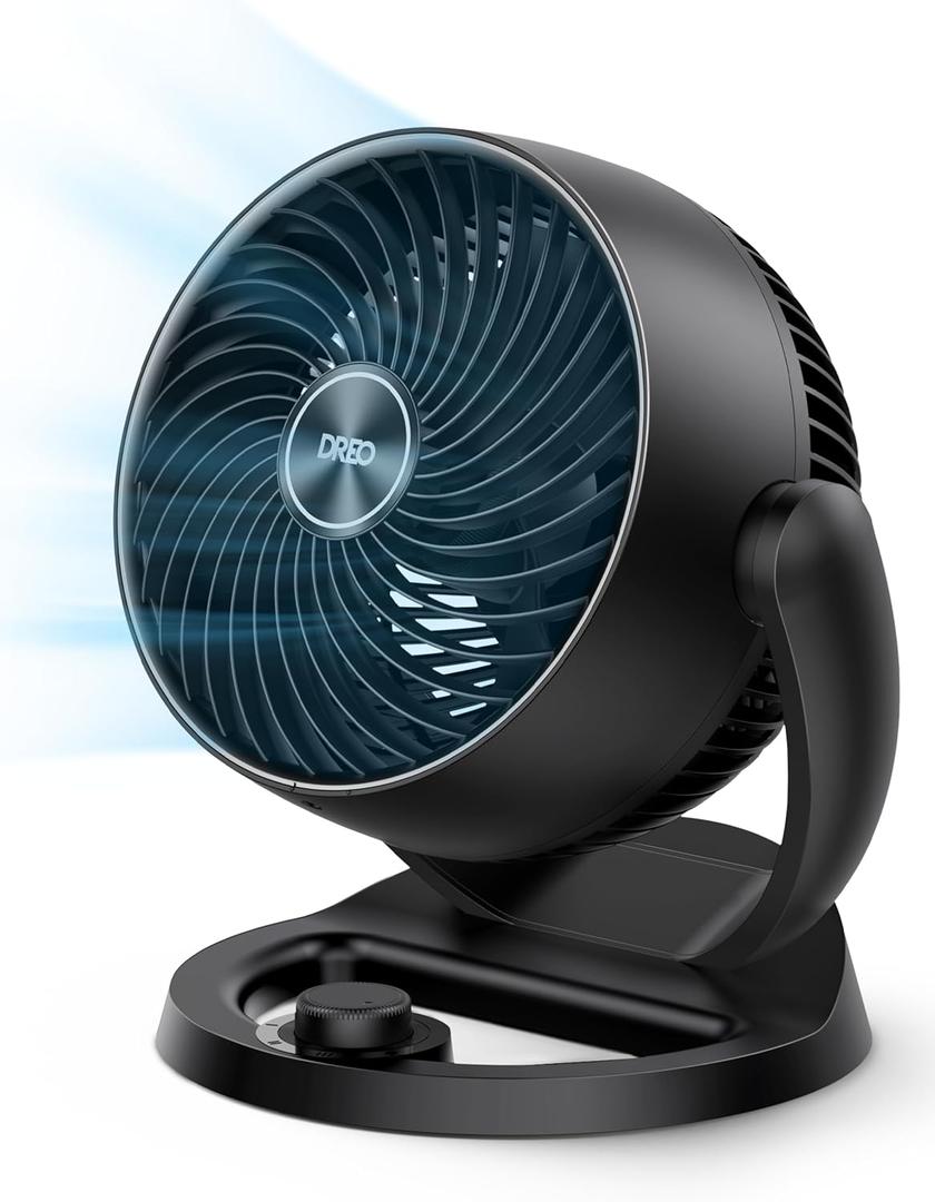 Dreo Fan for Bedroom, 12 Inches, 70ft Powerful Airflow, 28db Quiet Table Air Circulator Fans for Dorm Room, 120 Adjustable Tilt, 3 Speeds, Desktop Fan for Home, Office, Kitchen (Blac)