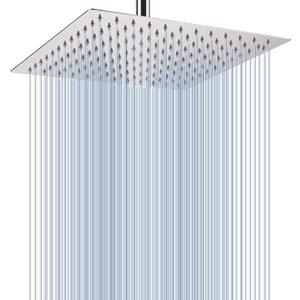 Voolan Rain Shower Head - High Flow Large Rainfall Shower Heads Made of Stainless Steel - Waterfall Bathroom Square Showerhead - Ceiling or Wall Mount (12" Chrome)
