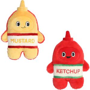 Aurora Interactive Flipovers Mustard & Ketchup Stuffed Animal - Eye-Catching Designs - Endless Play - Yellow 11 Inches