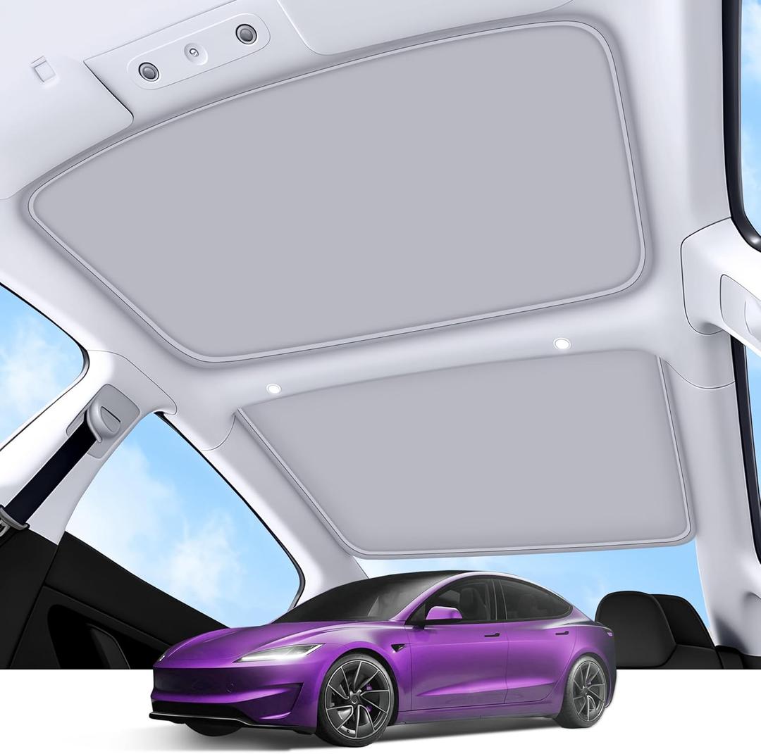 2026 Upgrade Sunshade Roof For Tesla Model 3 Highland 2022-2026 [No-Gap/Sag-Free] Heat Insulation Glass Roof Sunshade Sunroof for Tesla Model 3 Accessories 2026 2025 2024 202 2022 Beige