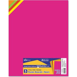 Royal Brites Variety Pack Fluorescent Poster Board, 11 x14 Inches, Assorted Neon, 5-Sheet Pack (23500)