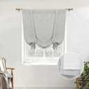 DriftAway Double Layer Linen Blackout Tie Up Curtains Thermal Insulated Fully Lined Balloon Roman Shade Bathroom Window Adjustable Rod Pocket for Small Window 25 Inch by 47 Inch Gray (Grey)