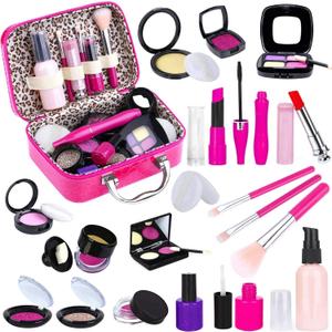 Tepsmigo Pretend Makeup Kit for Girls, Kids Pretend Play Makeup Set - with Cosmetic Bag for Birthday Christmas, Toy Makeup Set for Toddler, Little Girls Age 3+(Not Real Makeup)