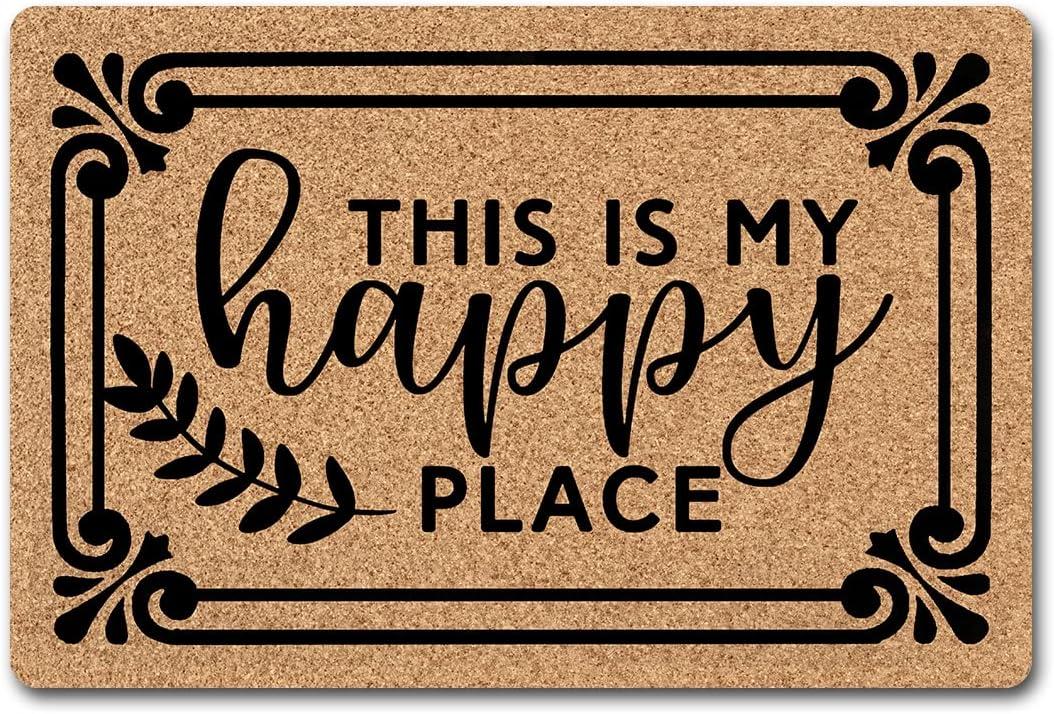 Funny Mat This is My Happy Place Doormats Non-Woven Fabric Top with a Anti-Slip Rubber Back for Front Door Indoor/Outdoor/Kitchen Welcome Mats Domestic Presents 23.6"(L) x 15.7"(W) Funny Mat This is My Happy Place Doormats Non-Woven Fabric Top with a Anti-Slip Rubber Back for Front Door Indoor/Outdoor/Kitchen Welcome Mats Domestic Presents 23.6"(L) x 15.7"(W)
