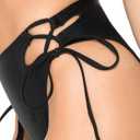RELLECIGA Women's High Cut Bikini Bottom (Black, M)