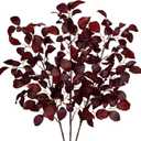 3PCS Artificial Fall Leaf Stems Autumn Leaves Fake Fagus Sylvatica Folige Burgundy Faux Beech Leaf Branch, Long Stems for Floral Arrangements Autumn Decoration
