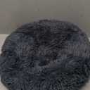 Kimpets Dog Calming Beds for Small Medium Large Dogs - Round Donut Washable Puppy Dog Bed, Anti-Slip Faux Fur Fluffy Donut Cuddle Anxiety Cat Pet Bed(20" Dark Grey)