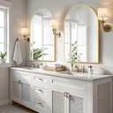 Arched Bathroom Mirror for Wall, 30" x 20" Gold Metal Frame Vanity Mirror, HD Glass Over Sink for Bathroom, Entryway, Bedroom