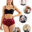 LEVAO Women's High Waist Lace Underwear, Soft Floral Lace Briefs with Full Coverage Panties for Women 4-Pack (Black,blue,burgundy,brown)