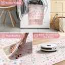 LIVEBOX Pink Floral Runner Rug 2x6 for Hallway, Washable Non Slip Soft Runner for Bedroom, Boho Accent Rug for Kitchen, Bathroom, Laundry Room