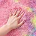 Faux Fur Rainbow Area Rug for Bedroom Living Room Sofa,6'X9' Fluffy Shaggy Rectangular Square Rug for Kids Teen Girls Room,Furry Carpet for Nursery Baby Room Decor for Teenage