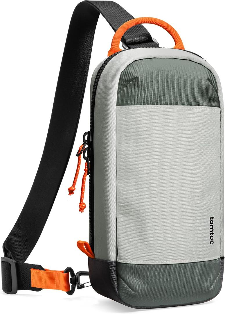 tomtoc Sling Crossbody Bag for Nintendo Switch 2, Protective Travel Chest Carrying Gaming Pouch with 8 Game Cartridges Slots (Gray)
