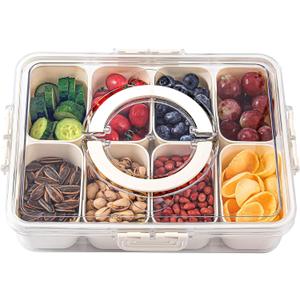 shopwithgreen Divided Serving Tray with Lid and Handle, Portable Snackle Box Charcuterie Container for Party, Veggies, Snack, Fruit, Nuts, Candy, Christmas Tray Snack Box for Entertaining, Picnic