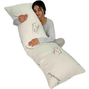 Ultra-Luxury Full Size Body Pillow All USA Best Shredded Memory Foam & Cool-Vent Viscose of Bamboo Cover | Long Cuddle Size for Pregnancy, Side, & Stomach Sleepers | Adult 20 x 54