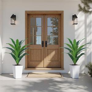 YEPDIN 2 Pack Artificial Dracaena Tree with White Tall Planter 4FT-Tall Potted Faux Plants Indoor -Fake Floor Plant for Home Office Living Room Outdoor