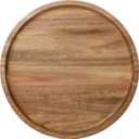 Round Wooden Serving Tray, 13.8 Inch Acacia Decorative Tray for Home Decor, Coffee Table, Farmhouse Style Wood Tray for Small Candle, Vases, Jewelry Organizer, Home Kitchen Dining Tabletop Decor