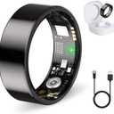 Smart Ring for Women Men Fitness Ring with Heart Rate, Blood Oxygen, Blood Pressure, Sleep Tracker, Step Tracker, IP68 Waterproof Health Ring for iOS & Android,No Subscription Fee (Black, 13#)