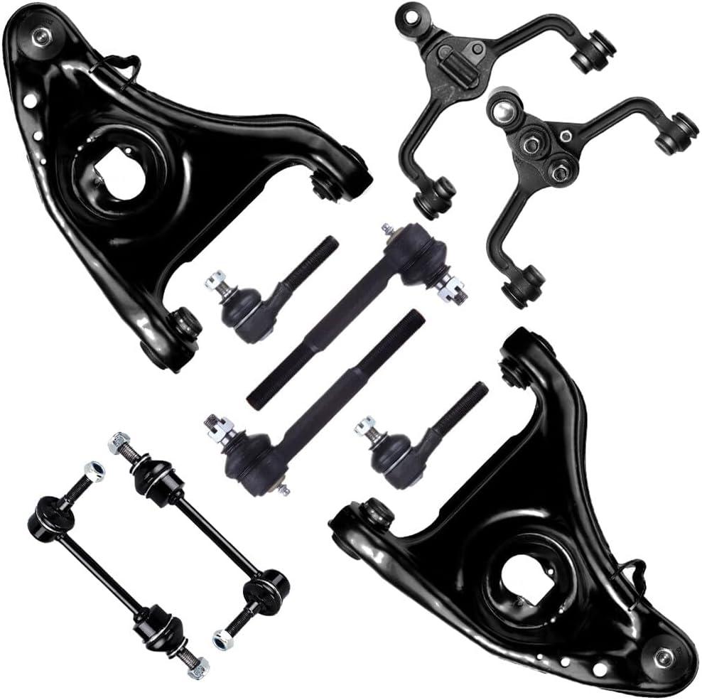 SCITOO 10pcs Front Suspension Kit Lower Upper Control Arm Inner Outer Tie Rod End Sway Bar Link Fit 1998-2002 Ford Crown Victoria 1998-2002 For Lincoln Town Car 1998-2002 For Mercury Grand Marquis