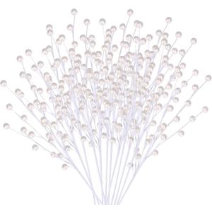 GREENTIME 12 Pack White Christmas Ornaments Artificial Berry Stems 14" Fake Holly Berry Picks for Christmas Tree DIY Wreath Crafts Vase Fireplace Home Decor