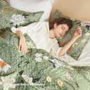 Litanika Floral Green Quilt Oversized King - 3Pcs Botanical Birds Bedding, Super King