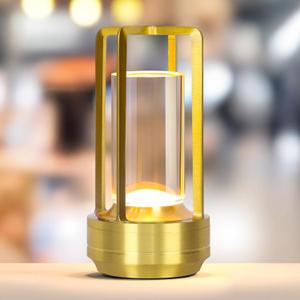 Portable Metal Table Lamp, 4000 mAh Rechargeable Outdoor Table Lamp Cordless, 3 Color Stepless Dimmable Atmosphere Table Lamps for Camping,Patio, Coffee Table Decor lamp for Outdoor/ Indoor (Gold)
