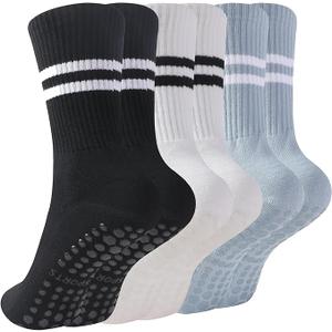 KAKAVENTE Pilates Socks with Grips for Women,Grippy Yoga Socks,Non Slip Ballet Barre Dance Gym Socks