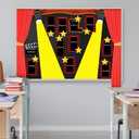 Mooliwe 28 Pcs Movie Night Bulletin Board Classroom Decor Backdrop Red Carpet Movie Party Light Camera Action Star Cutout DIY Bulletin for Welcome School New Grade Door Chalkboard Wall Birthday Decor