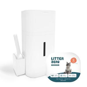 Litter Zero Premium Cat Litter Disposal System, White, Smart Waste Management Bin with Standard Refill, 7-Layer Odor Lock Technology, Made in Korea (1)
