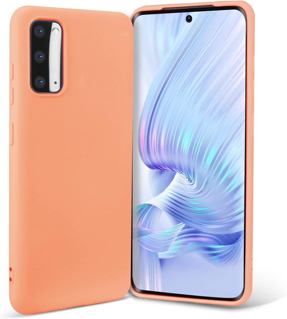 for Galaxy S20 Case, Liquid Silicone Slim Soft TPU Fit Full Body Protection Shockproof Phone Cover for Galaxy S20 6.2" 2020 (Kumquat)