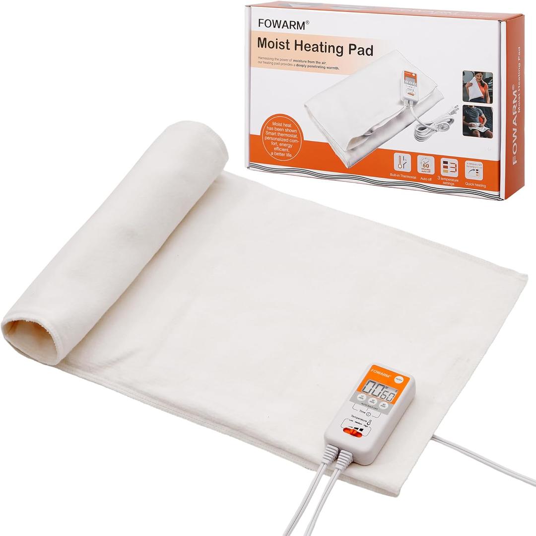 FOWARM Moist Heat Heating Pad for Back, Neck, Shoulder and Period Cramps, Weighted Electric Heating Pad for Deep Pain Relief, Auto Shut Off, Washable Removable Soft Cover, Large 11.8"x26"