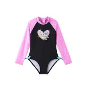 Angel season Girls Long Sleeve Swimsuits One Piece Rash Guard Bathing Suit UPF50+ Toddler Kids Zipper Swimwear Size 9-10 Y