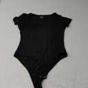 Avidlove Women's Short Sleeve Bodysuits Sexy Square Neck Body Suit Mesh Double Lined Tshirt Leotard Tops Going Out Black M