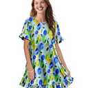 YESNO Summer Dresses for Women 2026 Floral Boho Ruffle Short Sleeve Sundresses Casual Shift Dress M ESA CR461