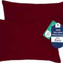 Royale Linens Pillow Shams 2 Pack Euro Size 26x26 Inch - Brushed 1800 Microfiber - Bed Pillow Shams, Wrinkle Resistant Super Soft and Cozy - Back Overlap Closure - Oxford Pillowcase (Euro, Burgundy)
