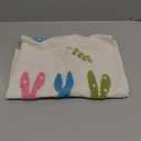 Artoid Mode Pink Blue Green Soft Chain Embroidery Rabbit Bunny Happy Easter Table Runner, Seasonal Spring Kitchen Dining Table Decoration for Home Party Decor 13x72 Inch
