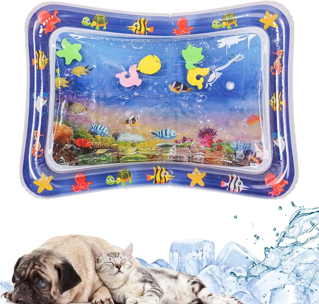 Thickened Water Sensor Play Mat, 2025 New Cat Water Mat with Fish, Sensory Water Play Mat for Cats, Anti-Scratch Cool Comfort Cat Water Play Mat, Summer Indoor Interactive Pet Toys