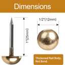 Retro Solid Pure Brass Tacks as Antique Upholstery Nails for Furniture, Decorative Push Pins for Wood,Carpet Tacks,Hardware Nails,Cap Nails,Thumb TacksBrass Fasteners(1/2",12mm Gold Color,20 Pcs)