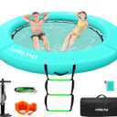 Inflatable Dock Floating Platform, 8FT Inflatable Water Hammock Floating Deck 10FT Round Floating Ring for Adults Tanning Pool Lounger Platform Mat for Beach Lake Party Dock Boat (Mint Green)