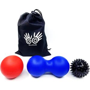 AllPlay ALLPLAY Massage Balls Set, Spiky, Lacrosse Ball, Peanut Muscle Roller Massager Self Myofascial Trigger Point Red Blue Black