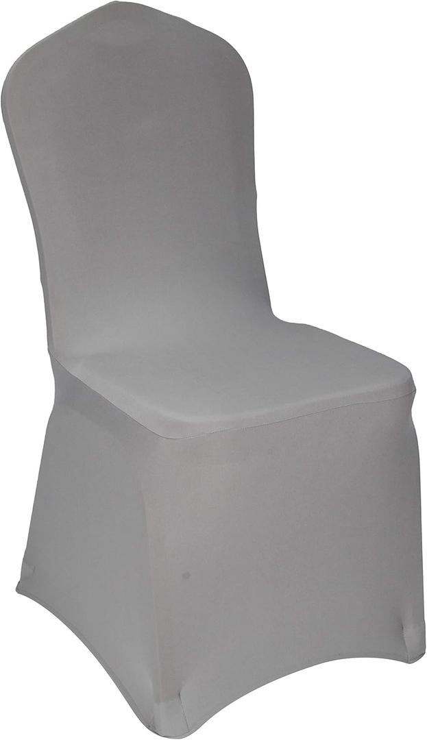 WELMATCH Silver Spandex Chair Covers - 50 PCS Wedding Banquet Events Party Universal Dining Decoration Stretch Elastic Chair Covers Good (Silver, 50)