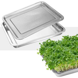 Stainless Steel Seed Sprouting Tray  Square Germination Tray Kit Seed Sprouter Kit for Microgreens Broccoli Sprouts Growing Microgreens Gardening Planter Germination