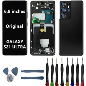 6.8"" Original AMOLED Display for Samsung Galaxy S21Ultra SM-G998U SM-G998U1 SM-G998W Screen Replacement S21 Ultra 5G Display Touch Screen Digitizer Assembly (with Black Frame+Back Cover+Tools) 6.8"" Original AMOLED Display for Samsung Galaxy S21Ultra SM-G998U SM-G998U1 SM-G998W Screen Replacement S21 Ultra 5G Display Touch Screen Digitizer Assembly (with Black Frame+Back Cover+Tools)