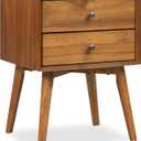 Poly & BARK Dorsey Nightstand - Mid-Century Modern Nightstand Solid Wood Bedside Table with 2 Drawers, Acorn Walnut Finish, 23.5" Tall