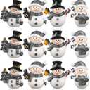 Honoson 12 Pcs Christmas Cute Snowman Figurines Winter Miniature Glittered Figurines Resin Micro Landscapes Winter Snow Decoration for Christmas Birthday Home Decorations Gift(Cute Snowman)
