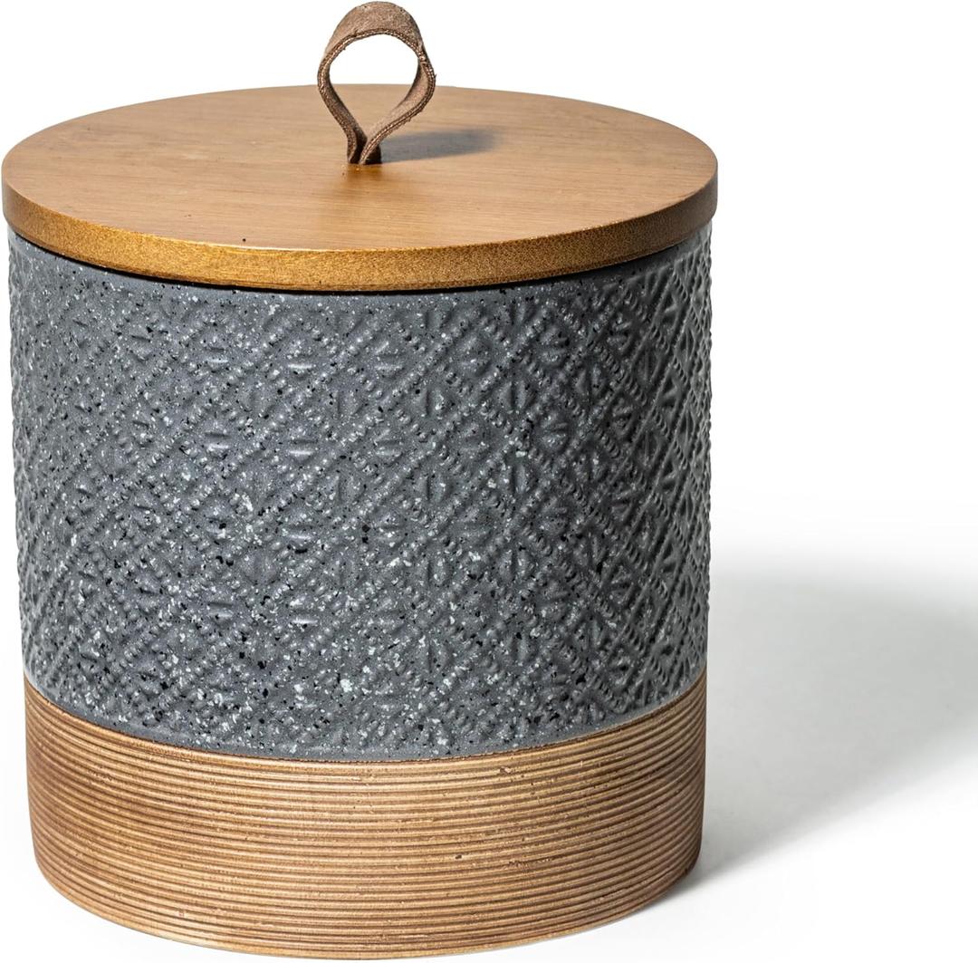 Ceramic Jar with Lid Airtight, Coffee Canister Kitchen Food Storage Jars for Spice Sugar Salt, Coffee Bar Accessories Decorative Container for Countertop - Gray & 42 fl.oz (Grey)