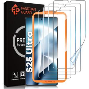 FANGTIAN [4-Pack] for Samsung Galaxy S25 Ultra Screen Protector [Not Glass] - Film for S25 Ultra Screen Protector [6.9 inch][Fingerprint Compatible][Alignment Tool] (Clear)